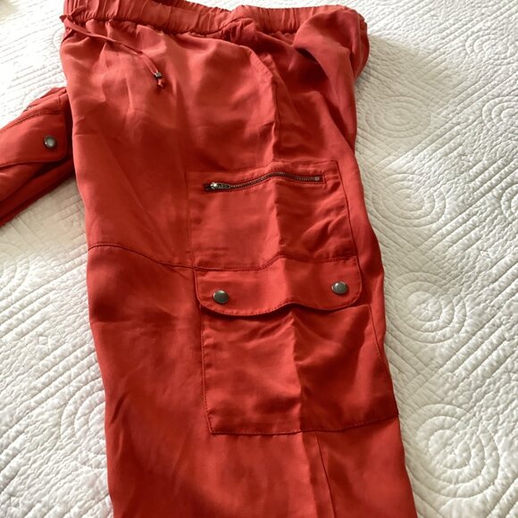 Banana Republic orange Cargo Jogger Pants Size L 100% Tencel Lyocell - Picture 9 of 13